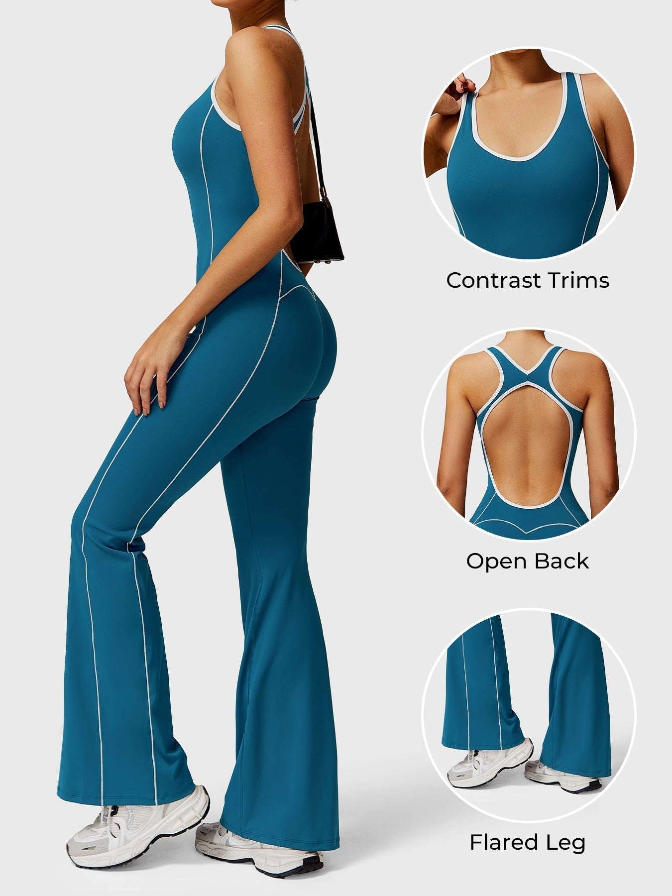 Ironfit Antonia Kontrast-Flare-Jumpsuit