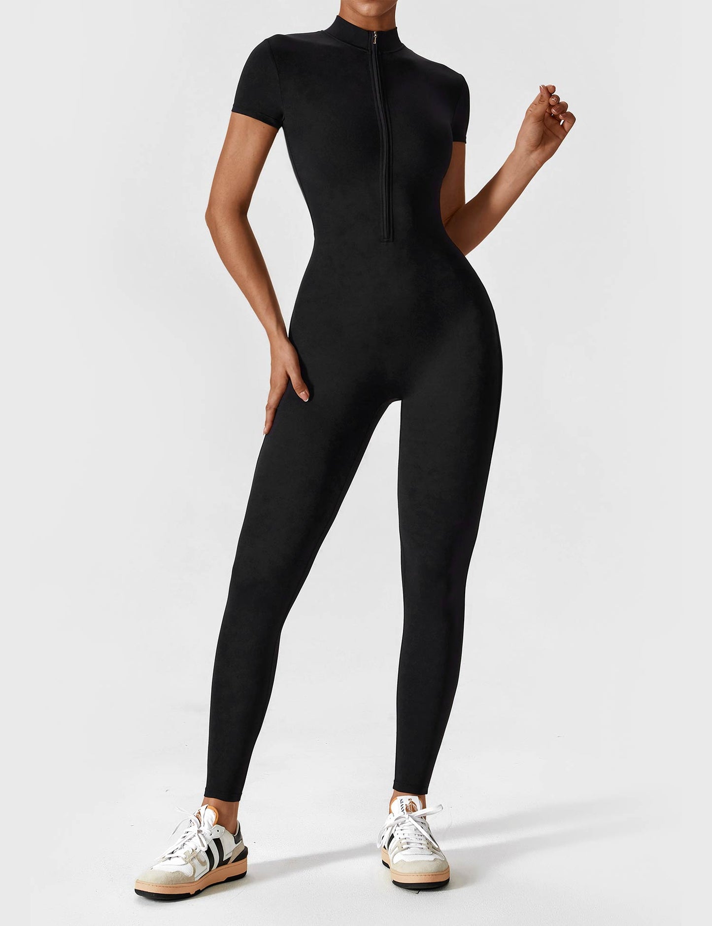 Ironfit Kurz-Jumpsuit mit Reißverschluss
