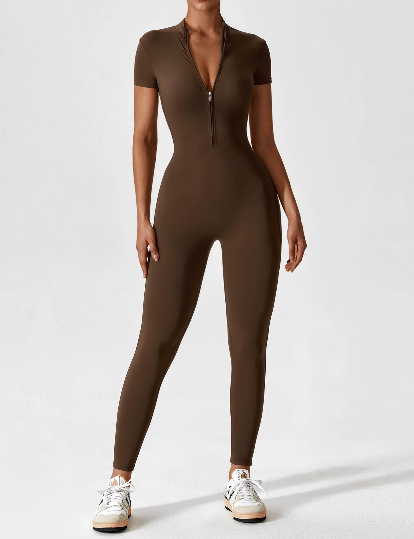 Ironfit Kurz-Jumpsuit mit Reißverschluss