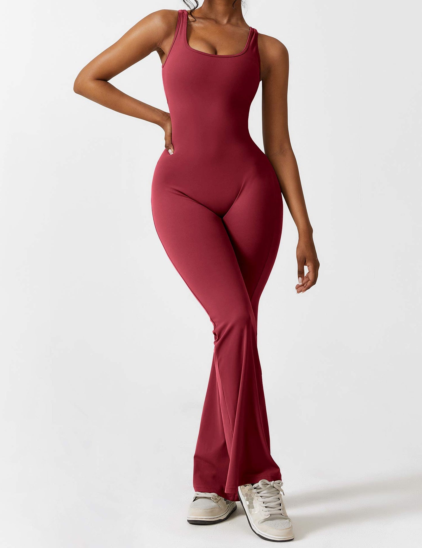 Ironfit Jumpsuit mit V-Rücken und Schlaghose