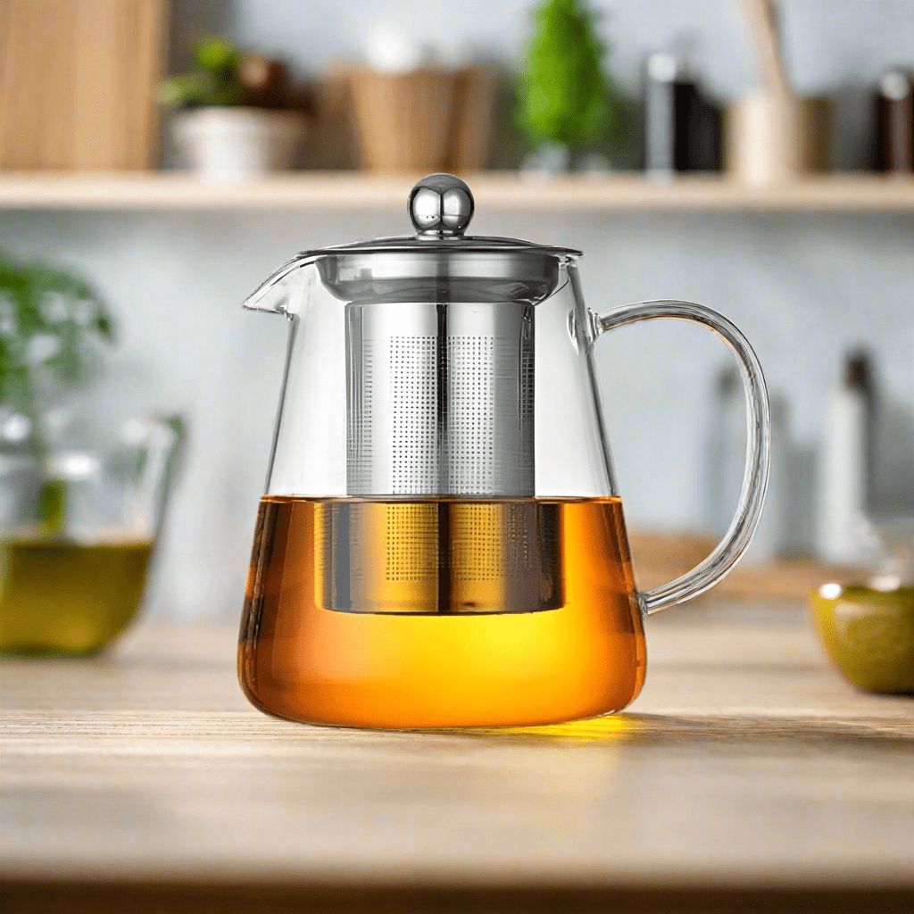 Elegante Glaskanne mit Edelstahl-Teesieb – Hitzebeständig und Stilvoll