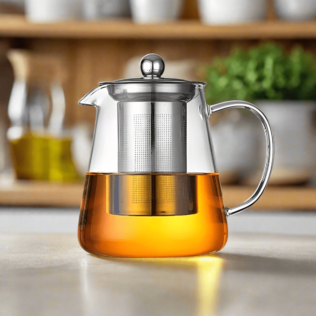 Elegante Glaskanne mit Edelstahl-Teesieb – Hitzebeständig und Stilvoll