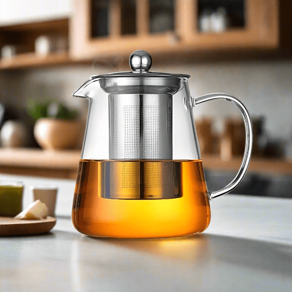 Elegante Glaskanne mit Edelstahl-Teesieb – Hitzebeständig und Stilvoll