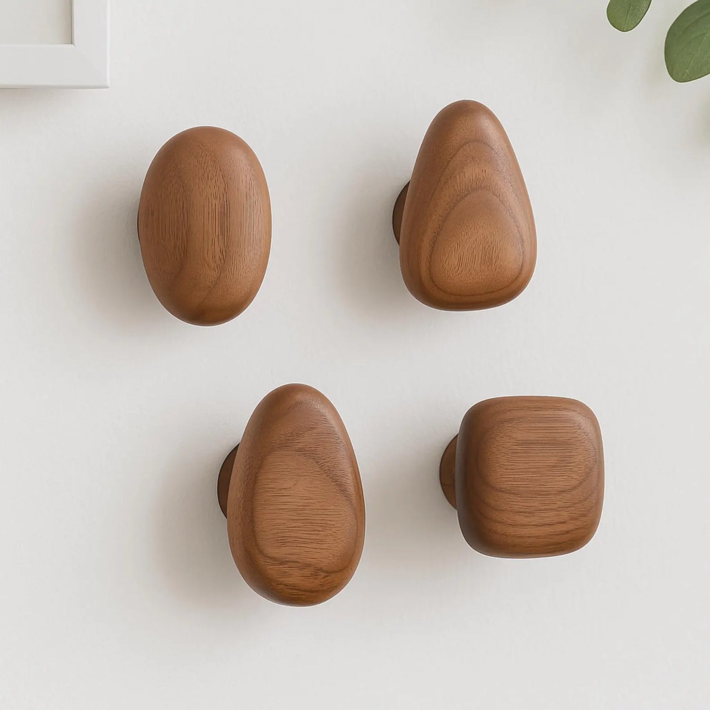 Elegantes Pebble Holz-Haken Set