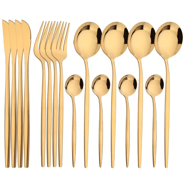 Elegantes Goldbesteck-Set für stilvolles Dining