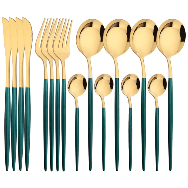 Elegantes Goldbesteck-Set für stilvolles Dining