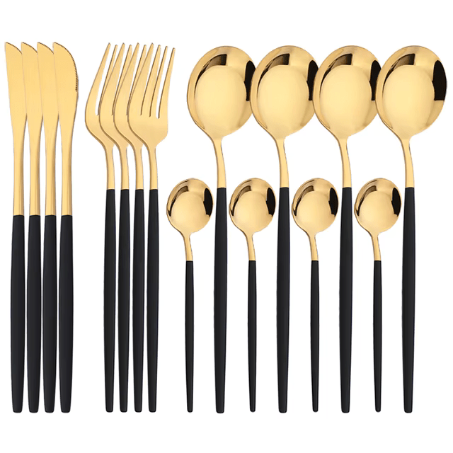 Elegantes Goldbesteck-Set für stilvolles Dining