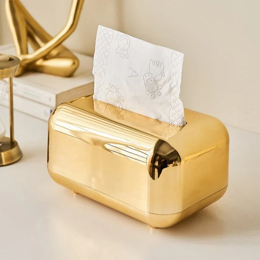 Eleganter Taschentuchspender in Gold und Silber