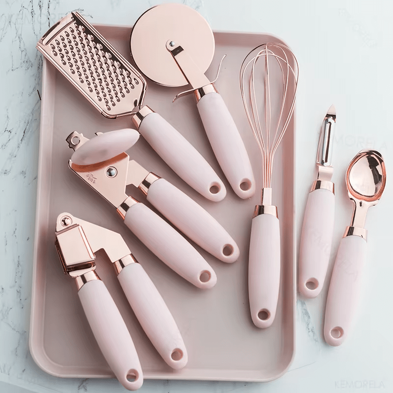 Elegantes Roségold Küchenutensilien Set