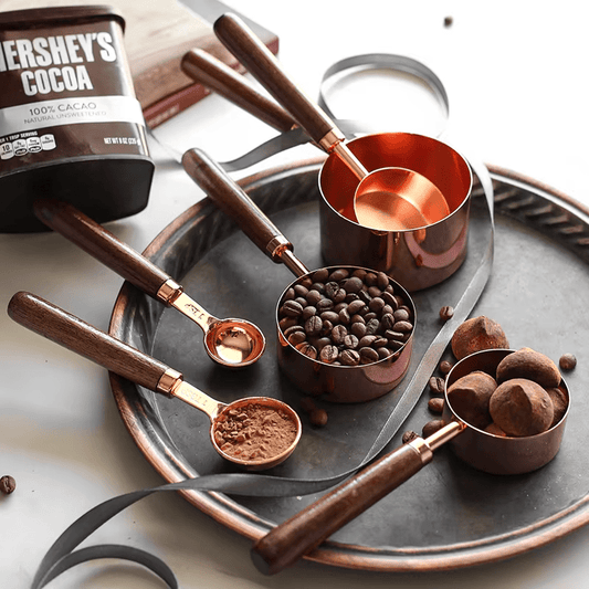 Elegantes Roségoldenes Holz-Messset (8-teilig)