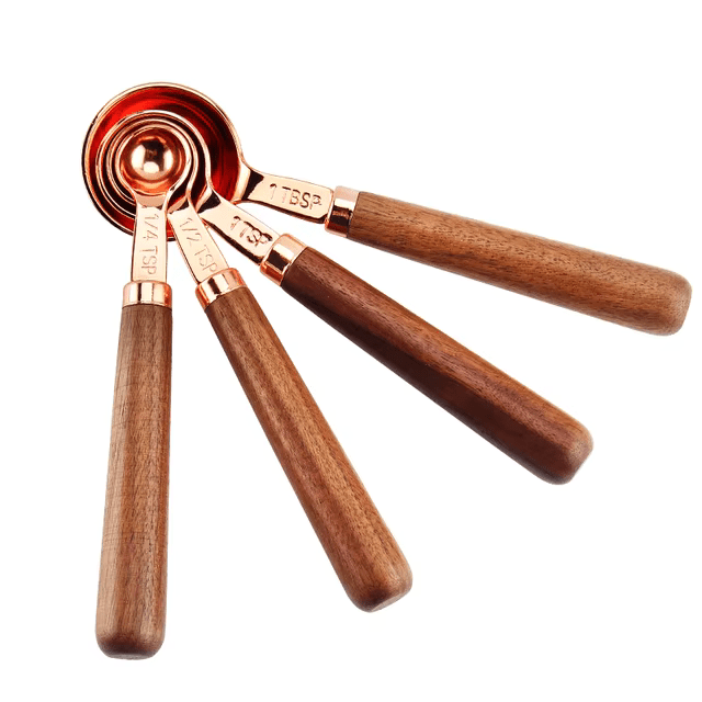 Elegantes Roségoldenes Holz-Messset (8-teilig)