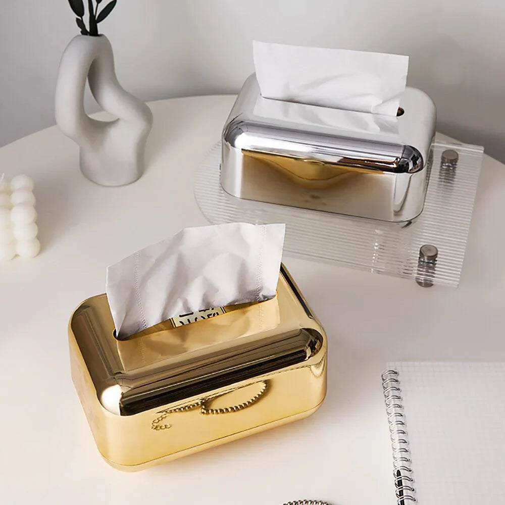 Eleganter Taschentuchspender in Gold und Silber