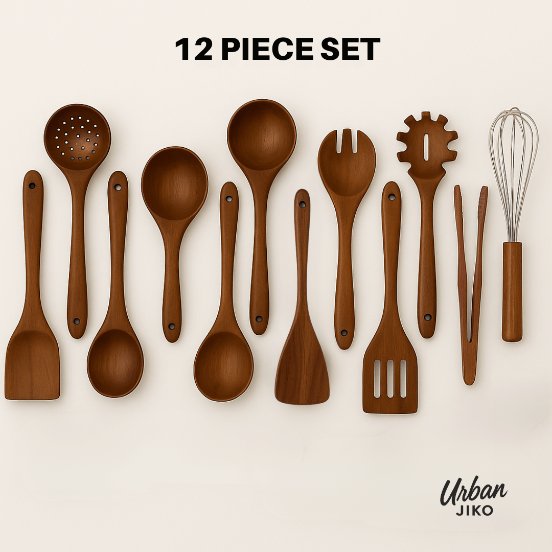 Exquisites Teak Holz Utensilien Set