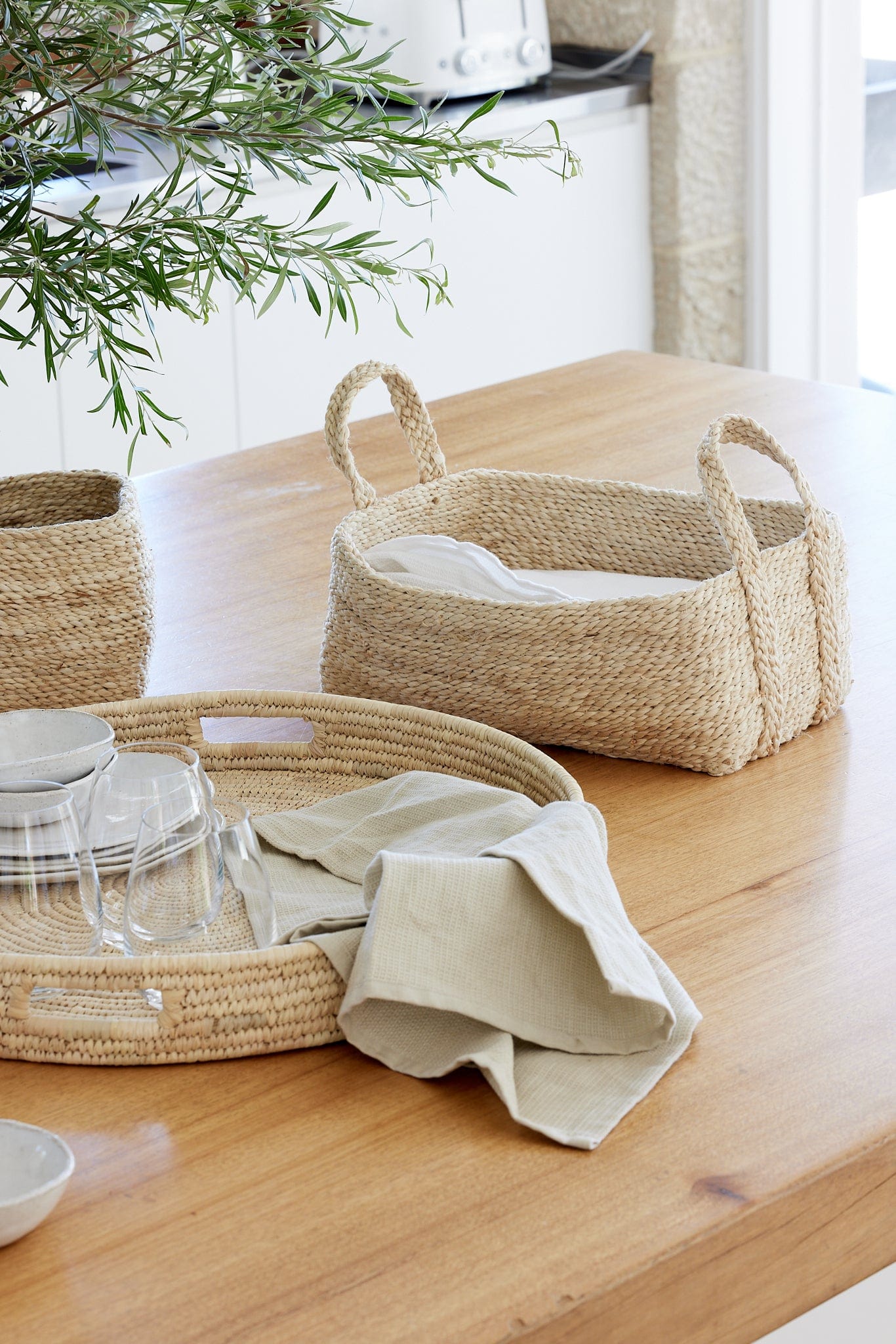 Exklusives Geschirrtuch aus handgewebter Baumwolle – Haferflocken-Design