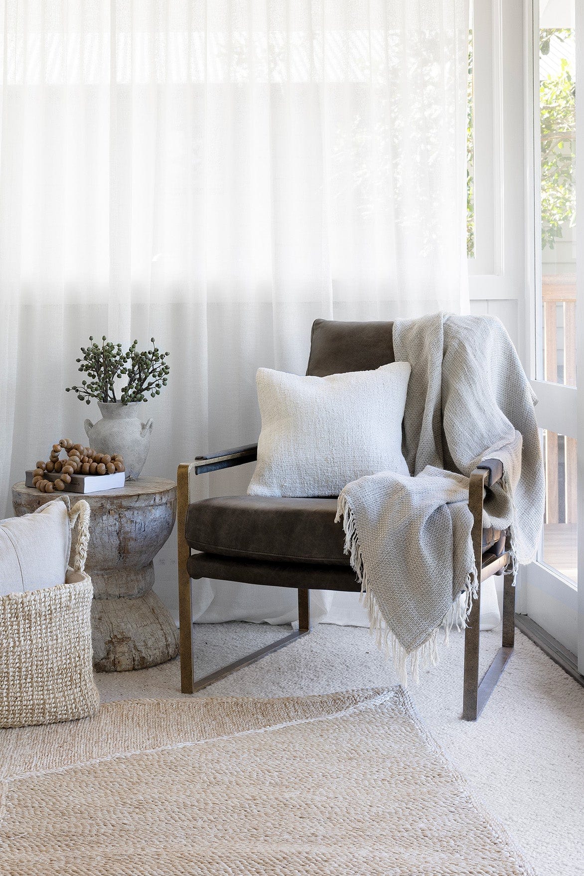Uma Throw - Edle Kombination aus Naturleinen und Baumwolle